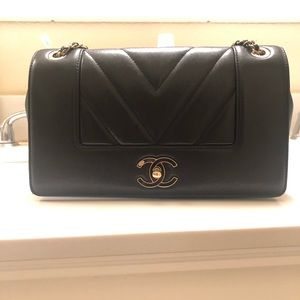 SOLD—Chanel Sheepskin Chevron Quilted Medium